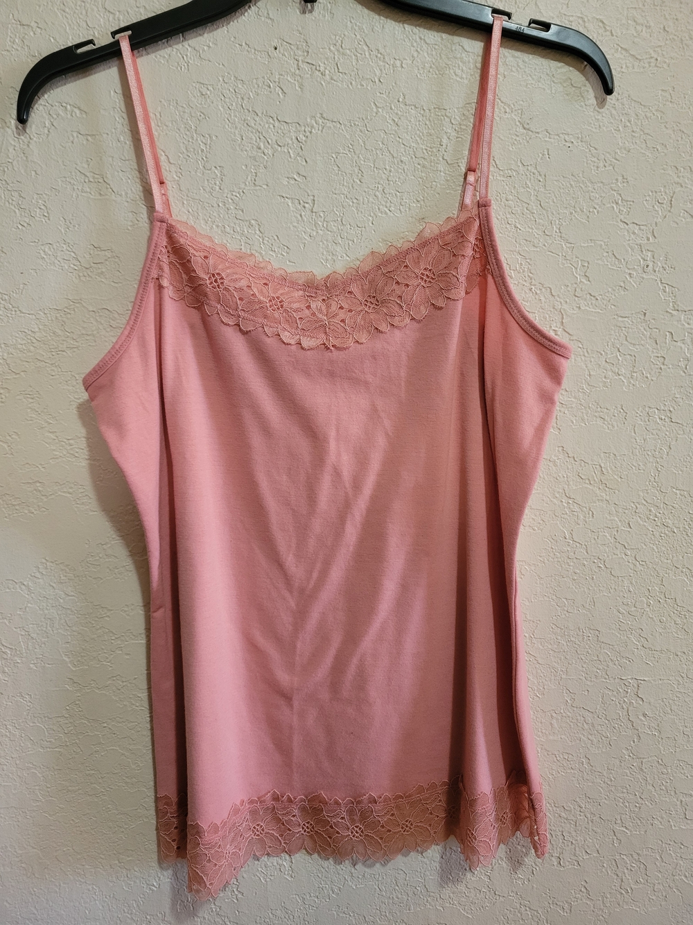 C Pink Lace-Trim Camisole Tank